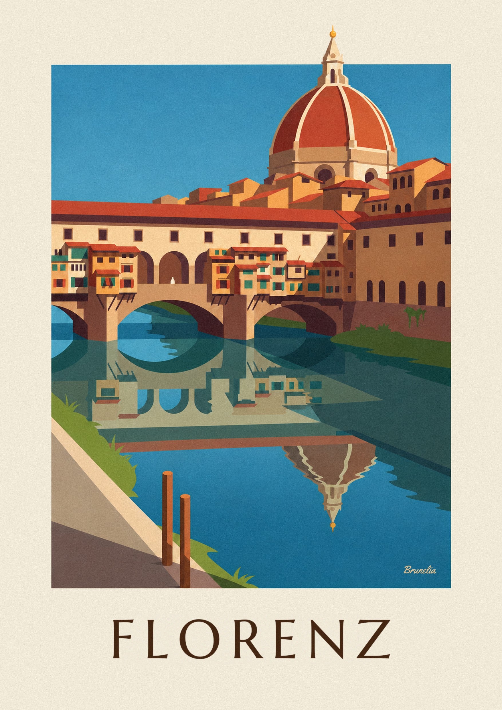 Poster Ponte Vecchio und Arno in Florenz: Detail in Nahaufnahme