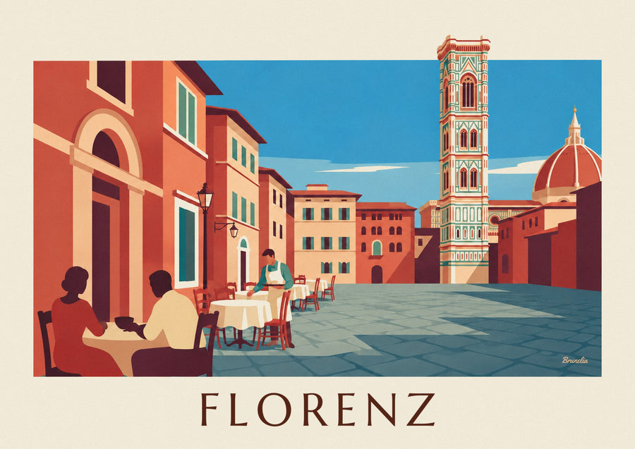 Poster Caféterrasse vor dem Duomo von Florenz