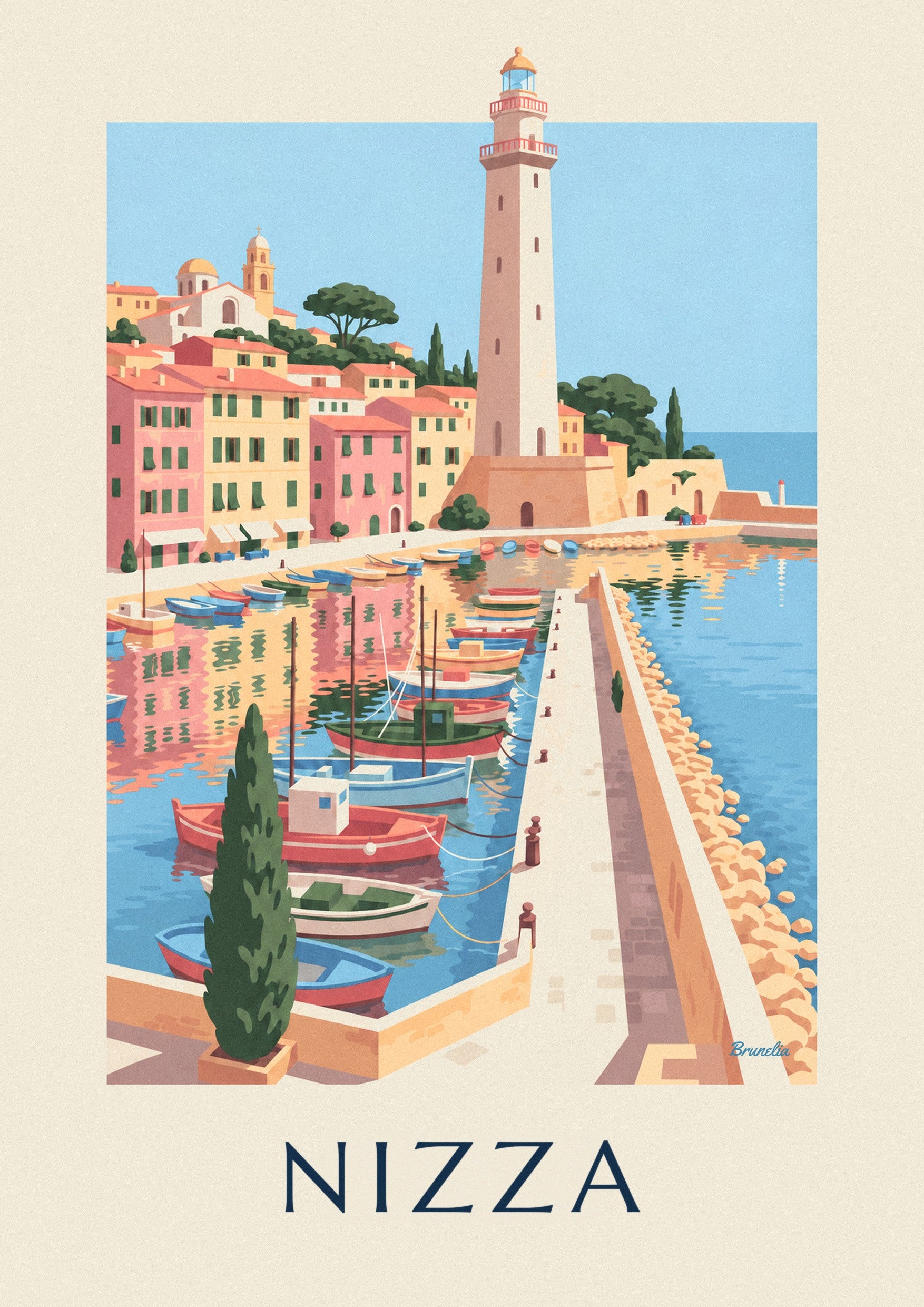 Poster Hafen Lympia in Nizza mit seinen Booten: Detail in Nahaufnahme