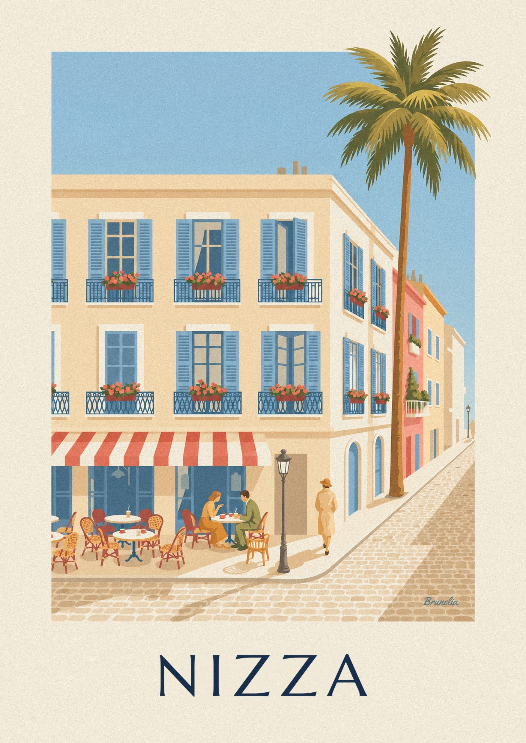 Poster Terrasse und schmiedeeiserne Balkone in Nizza: Detail in Nahaufnahme