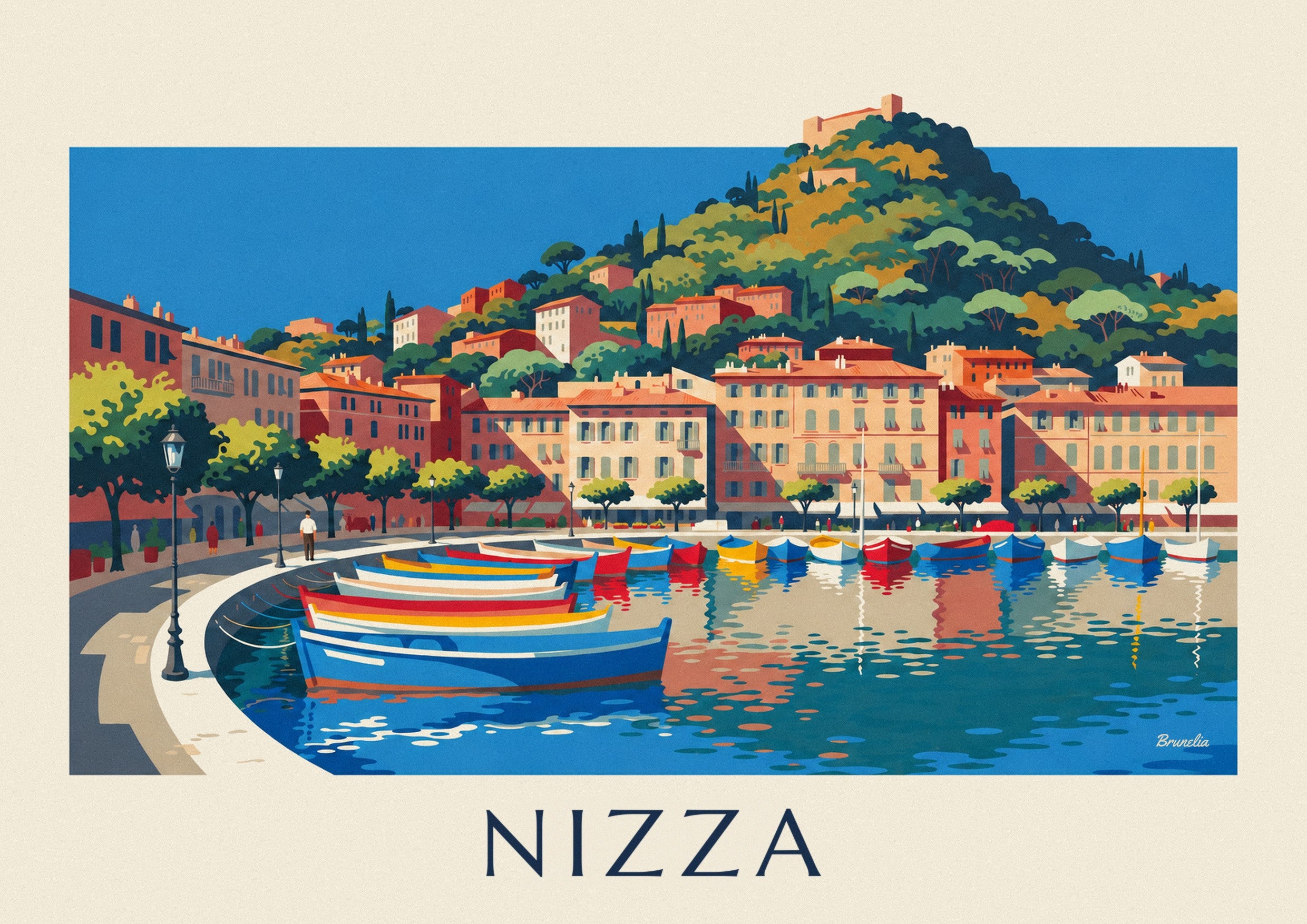 Poster Hafen Lympia und Schlossberg in Nizza: Detail in Nahaufnahme