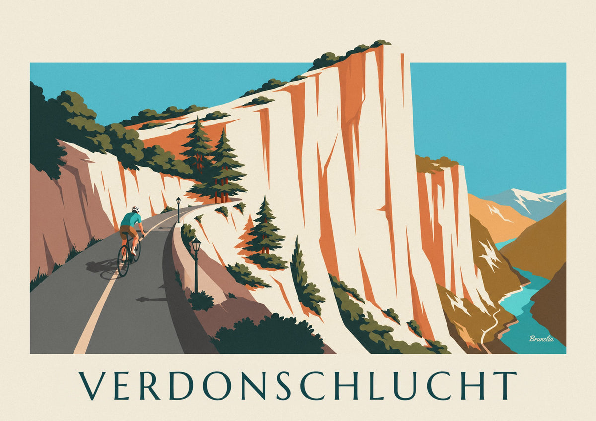 Poster Radfahrer auf der Straße durch die Verdonschlucht