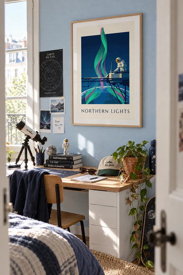 Poster Polarlicht, von einem Astronauten aus dem All gesehen: gerahmt an der Wand