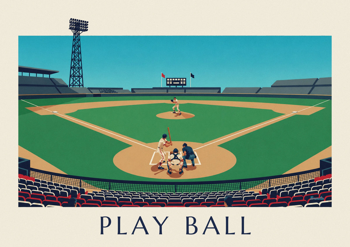 Poster Baseballspiel von der Tribüne aus gesehen an einem Nachmittag