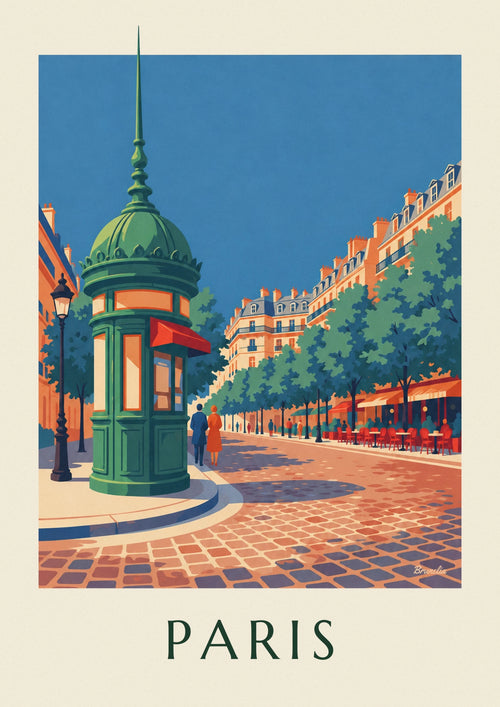 Poster Zeitungskiosk an einem Pariser Boulevard: das ganze Poster