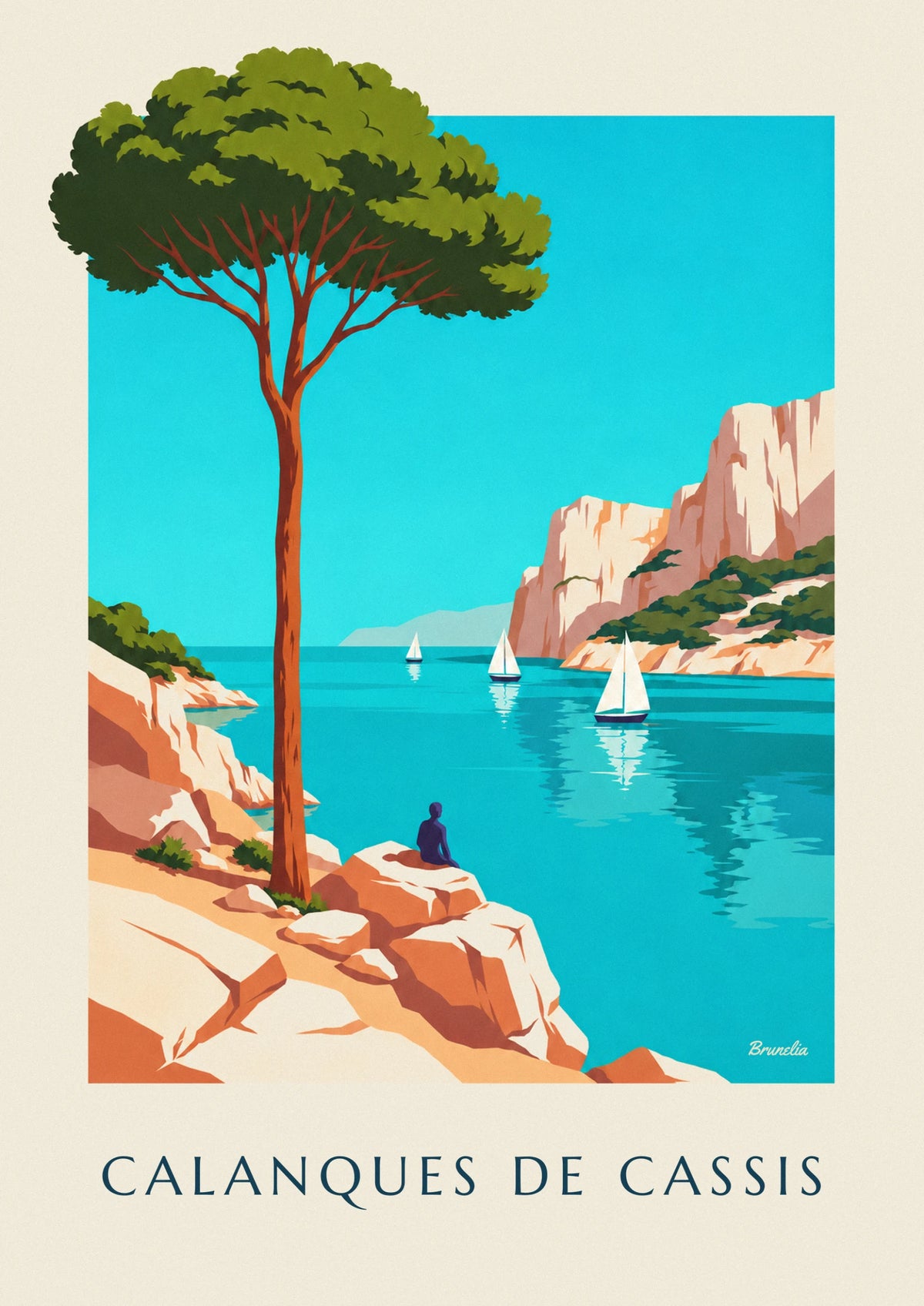 Cassis calanques and turquoise water poster
