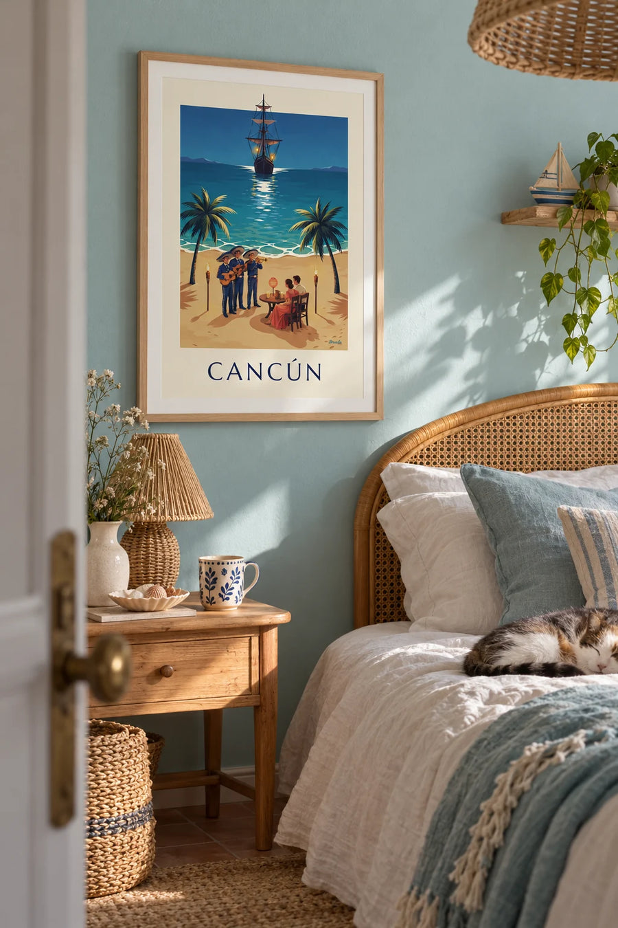 Poster of Cancún, white sand beach and Caribbean seabed: framed on the wall