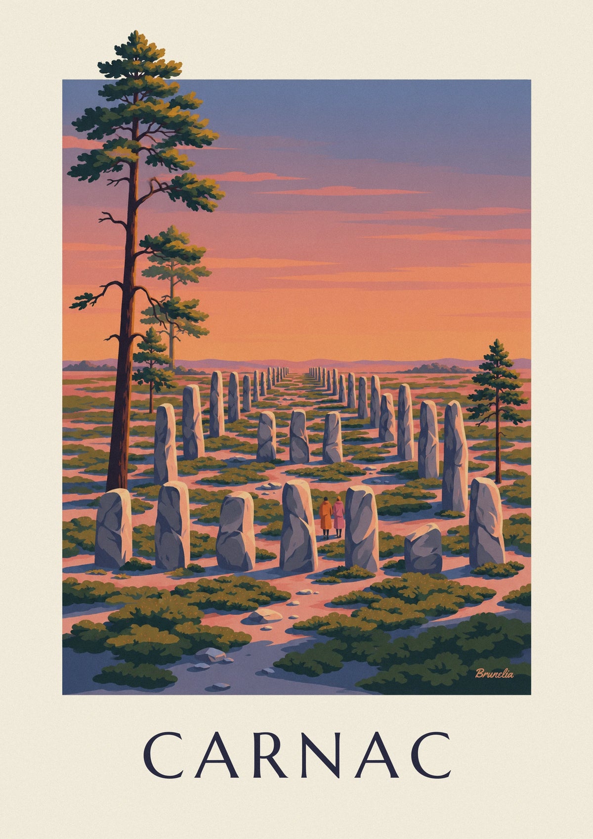 Poster Menhire von Carnac im Sonnenuntergang