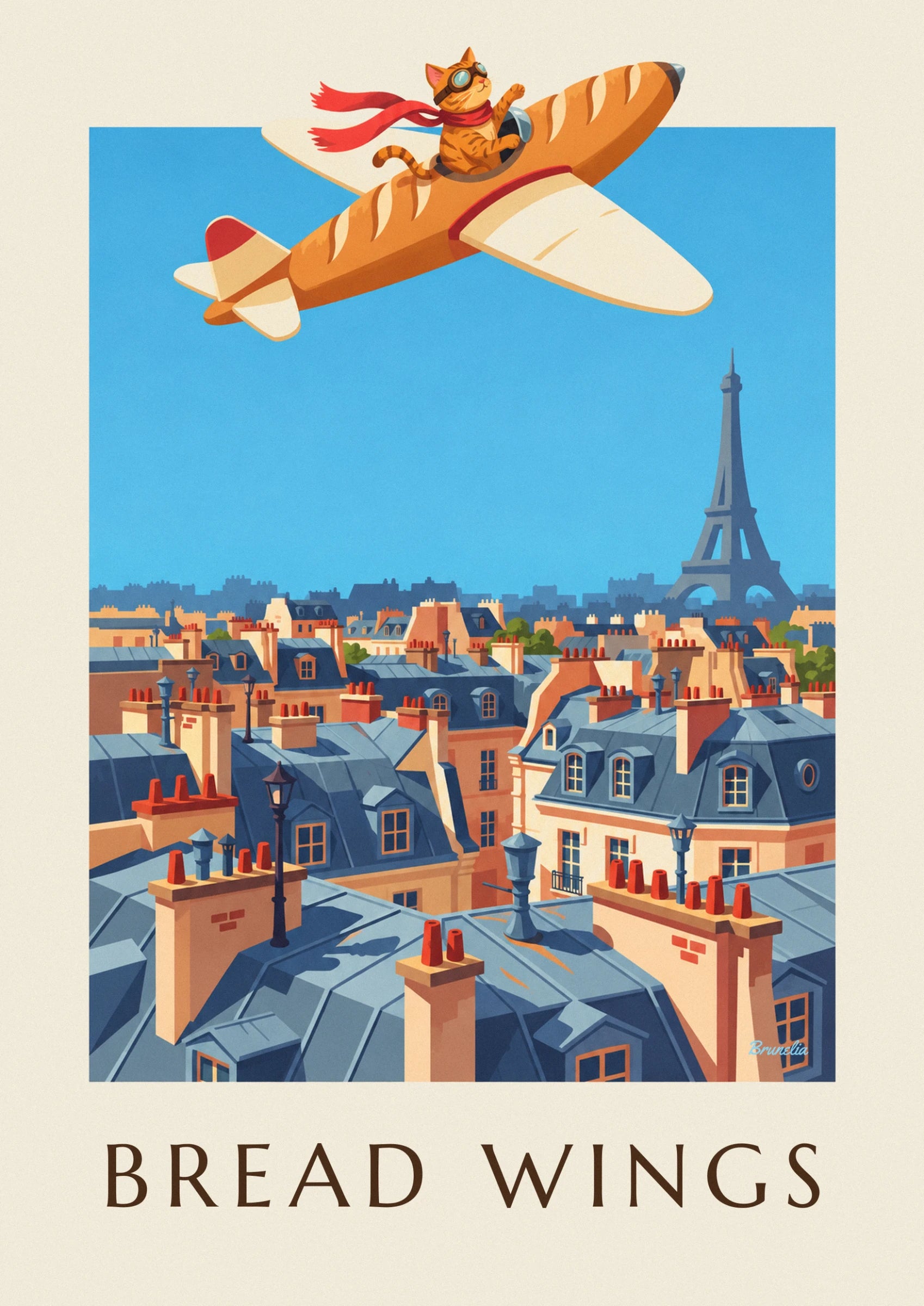 Chimneys with red pots, dormer windows and a black street lamp above the blue zinc rooftops of Paris