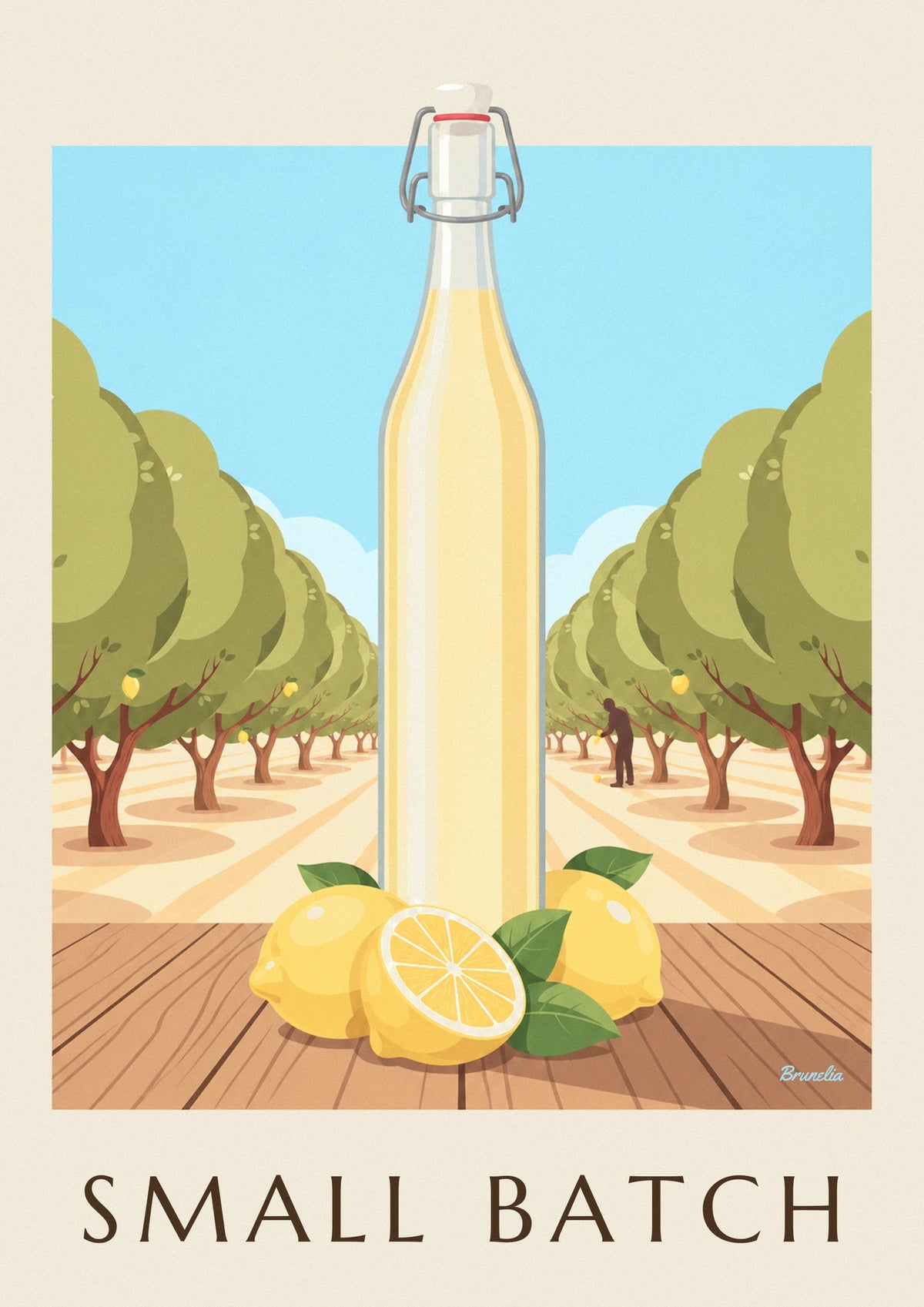 Poster Flasche handgemachte Limonade und Zitronen