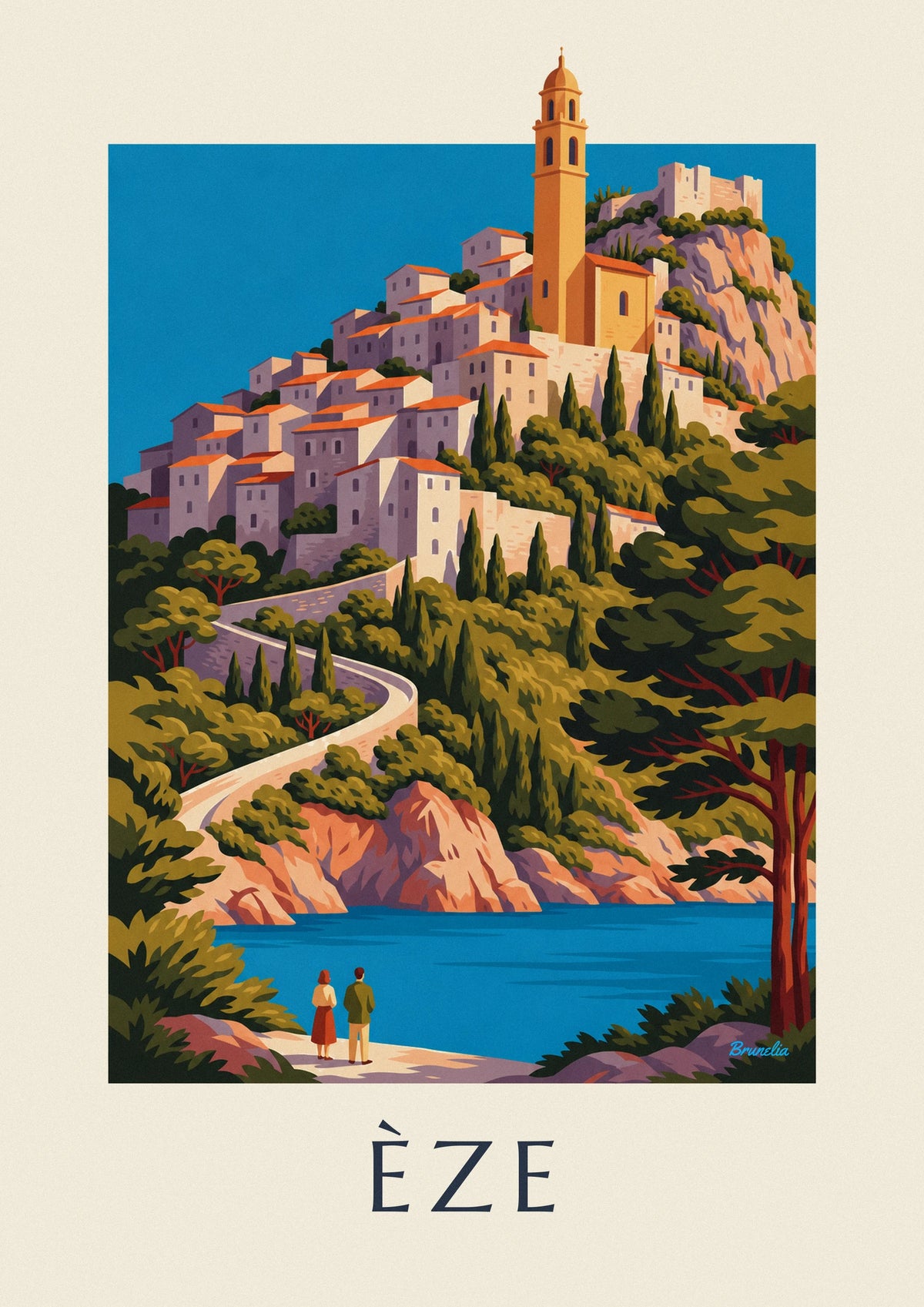 Hilltop village of Èze above the Mediterranean poster