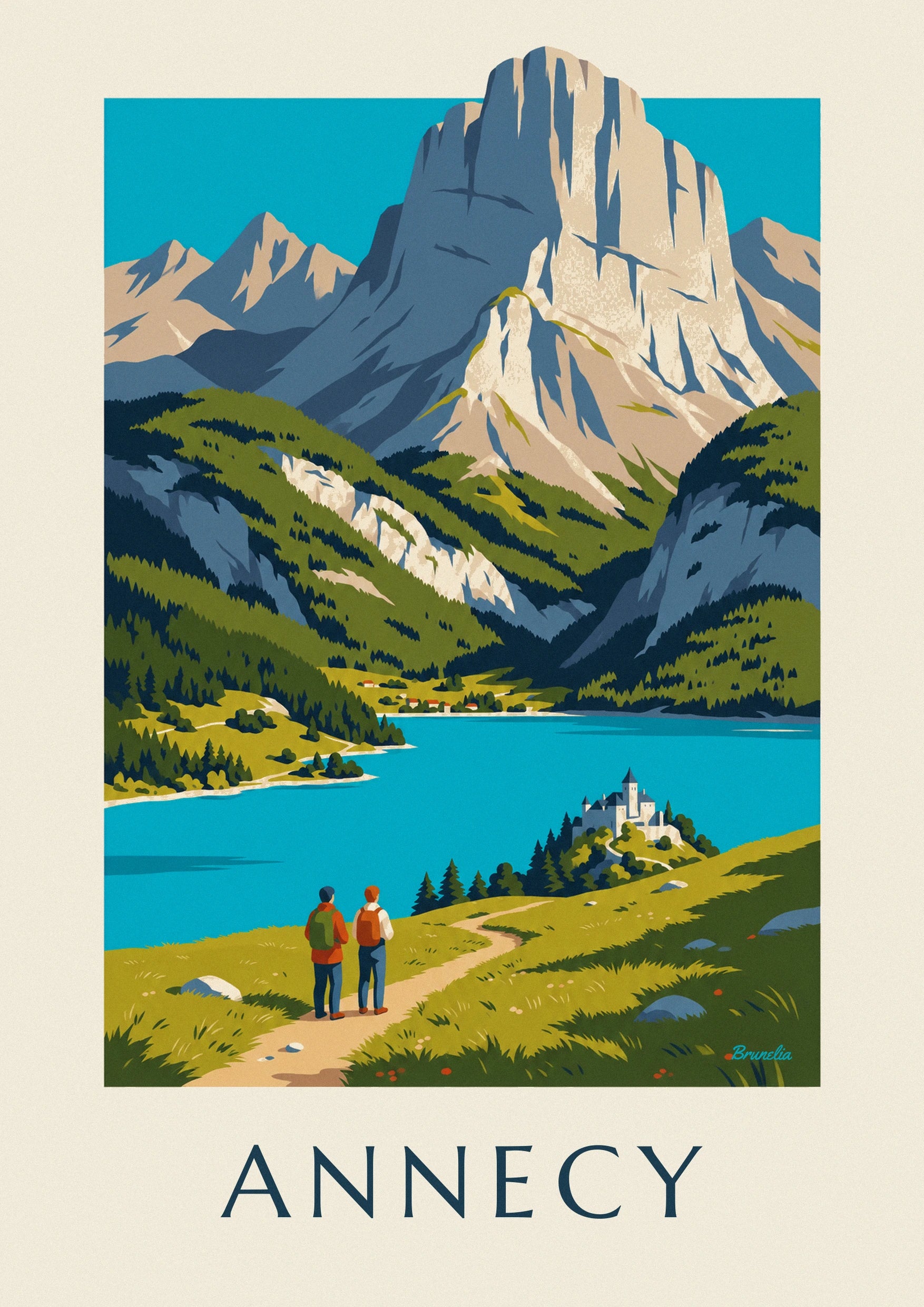 Hiking above Lake Annecy poster: close-up detail
