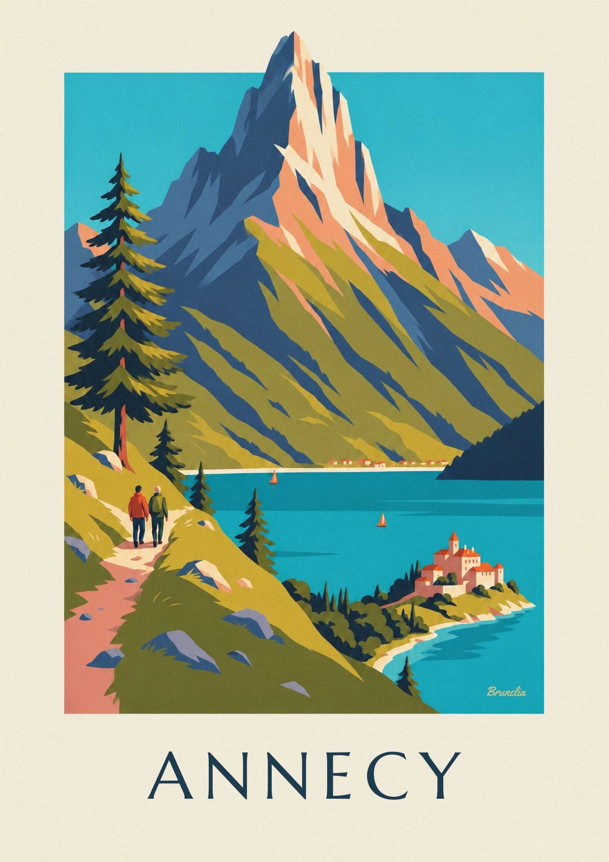 Affiche randonnée au-dessus du lac d'Annecy