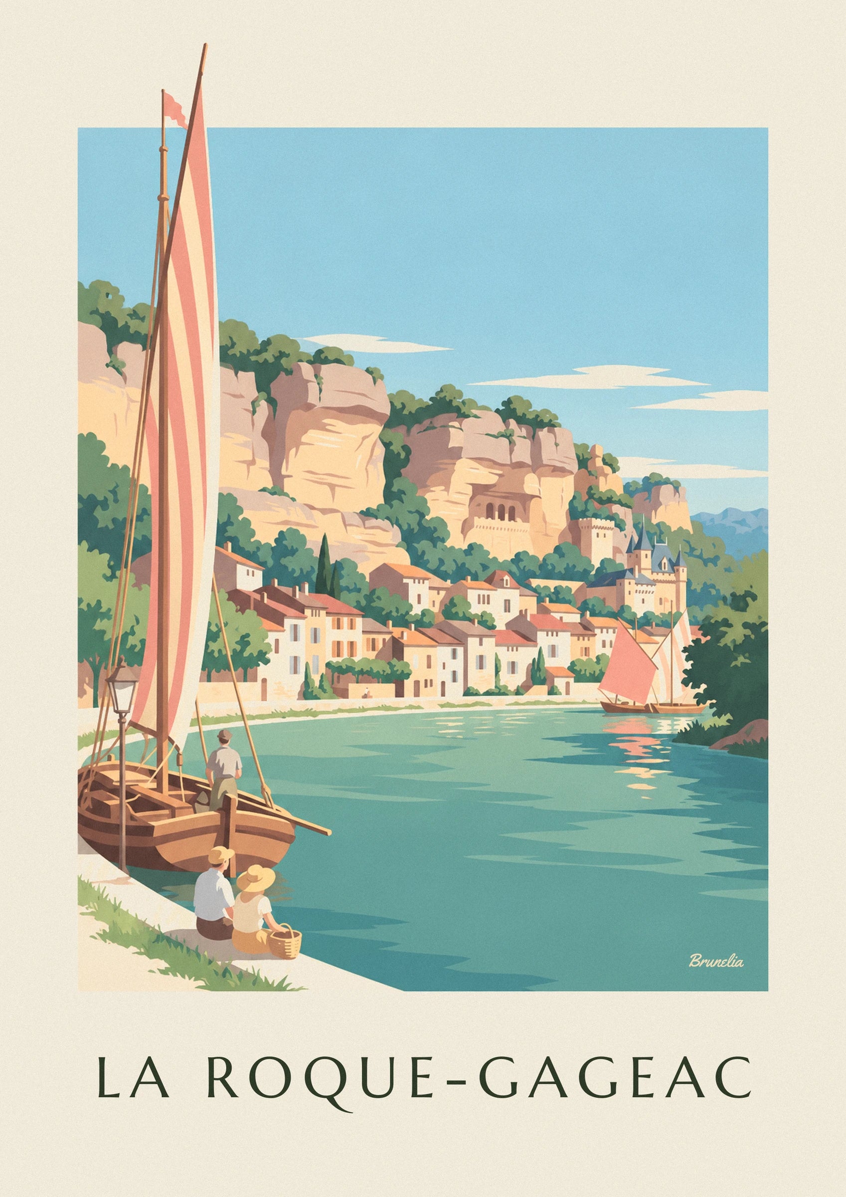Poster Dorf La Roque-Gageac an der Dordogne: Detail in Nahaufnahme