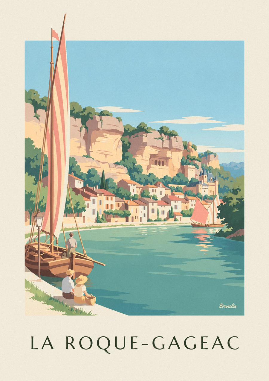Poster Dorf La Roque-Gageac an der Dordogne