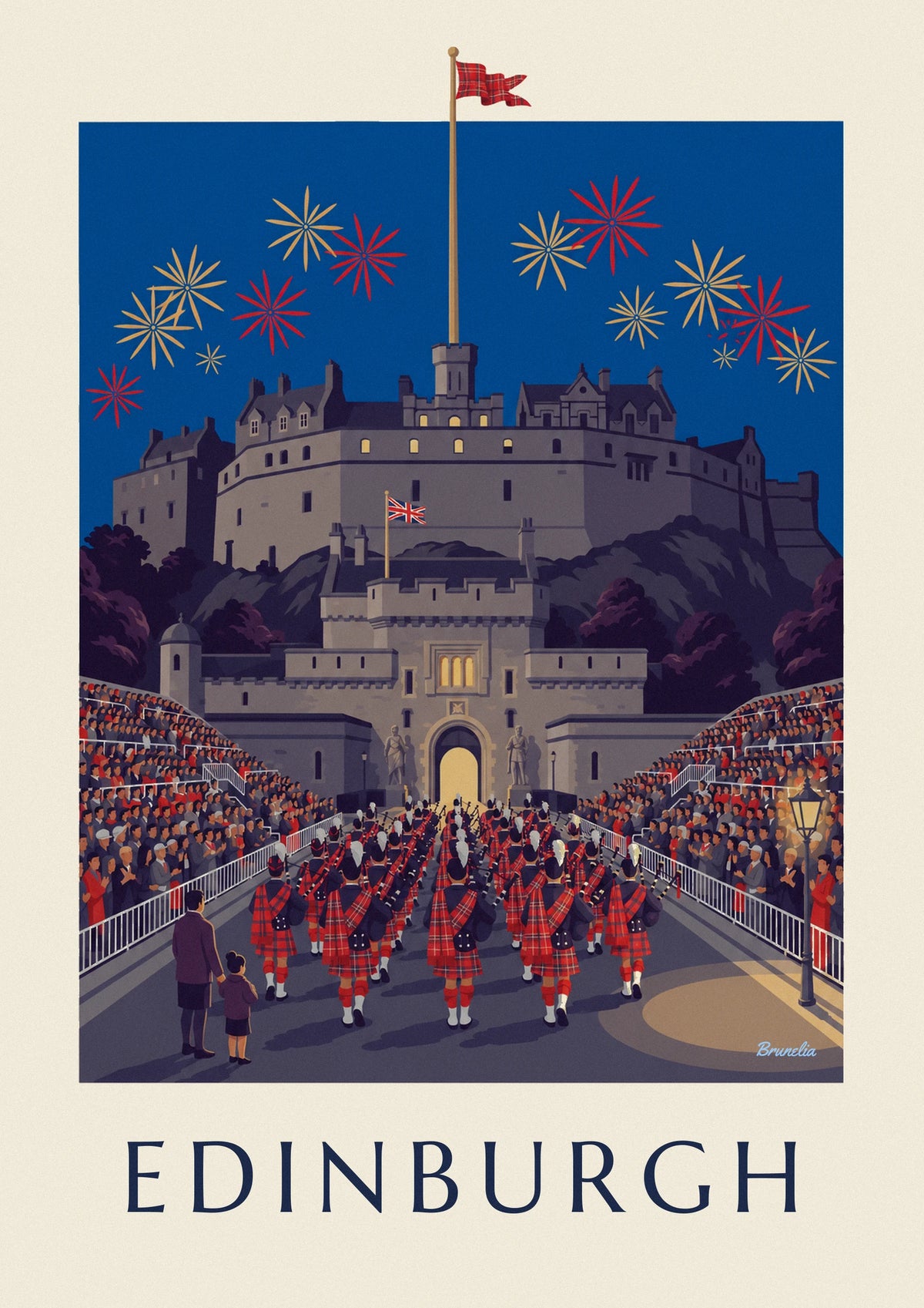 Edinburgh Castle and Military Tattoo at night poster