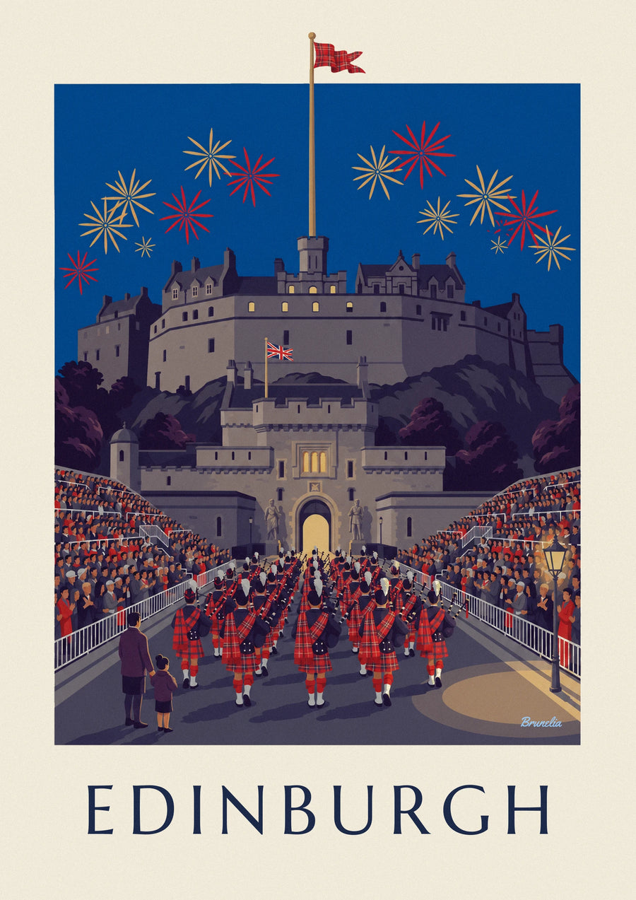 Edinburgh Castle and Military Tattoo at night poster