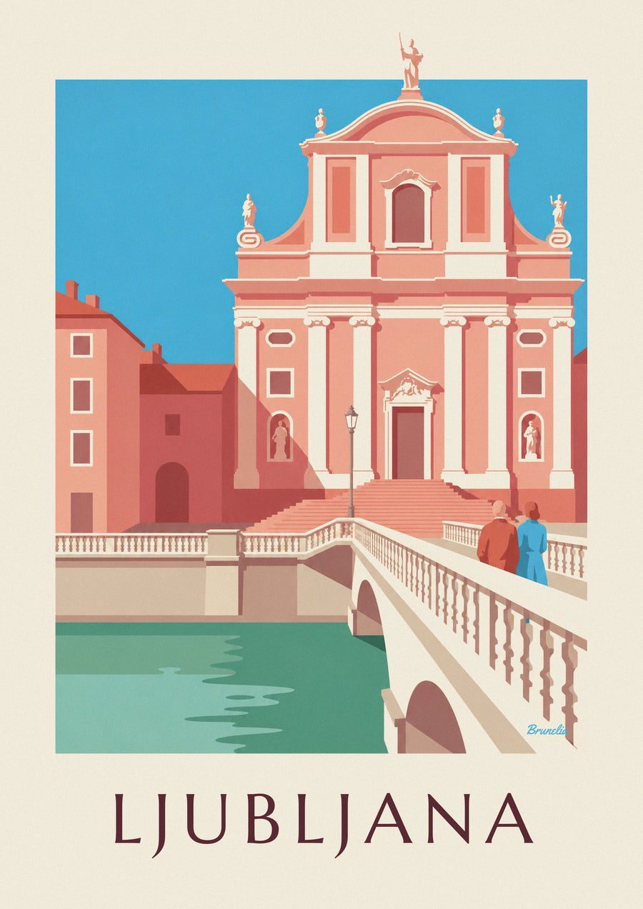 Poster rosafarbene Franziskanerkirche in Ljubljana