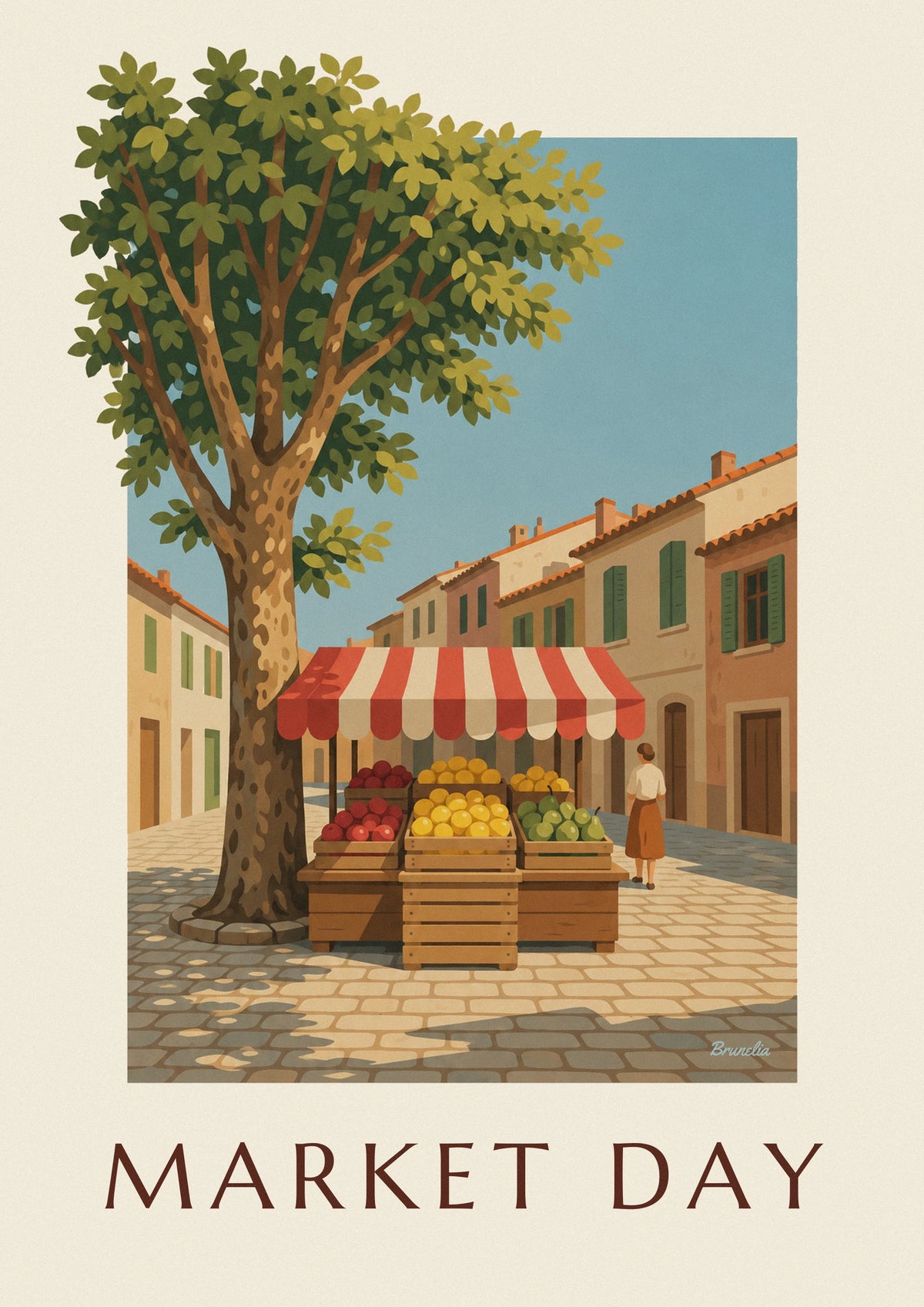 Poster Zitronenkiste auf einem Marktstand