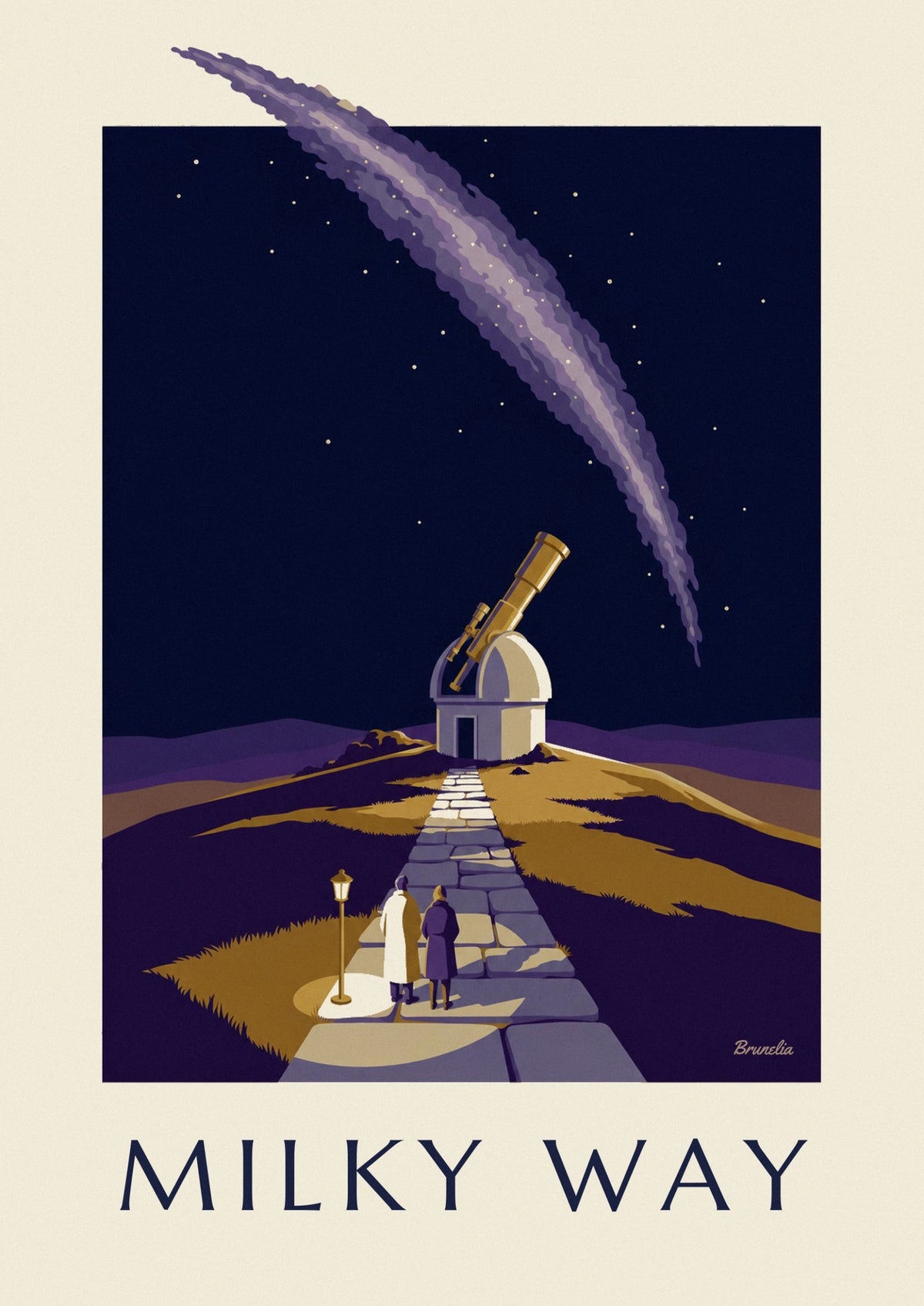 Observatory and telescope under the Milky Way poster