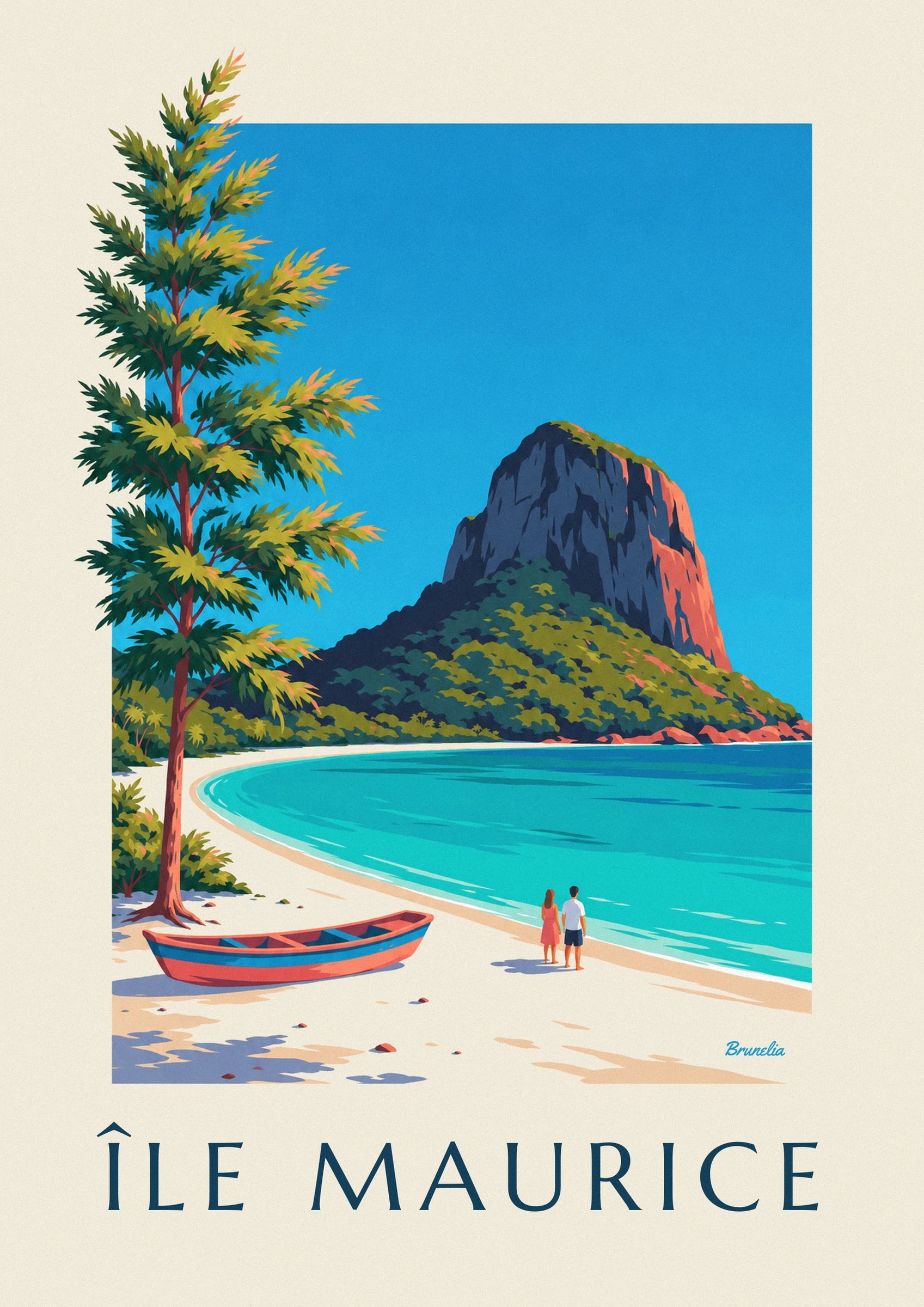 Le Morne Brabant and Mauritius lagoon poster: close-up detail