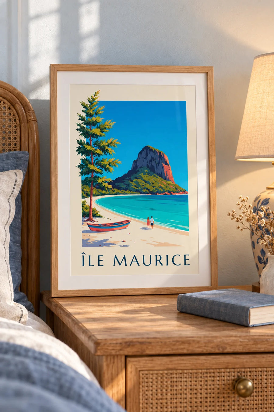 Poster Le Morne Brabant und Lagune auf Mauritius: kleines Format A4 gerahmt