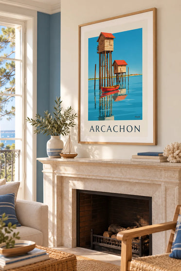 Poster Stelzenhäuser (Cabanes tchanquées) im Bassin d'Arcachon: gerahmt an der Wand