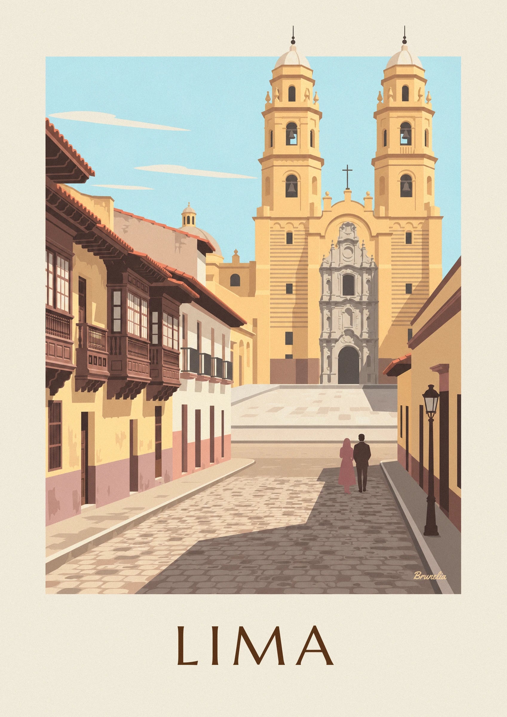 Poster Kolonialstraße in Lima und Basilika San Francisco: Detail in Nahaufnahme