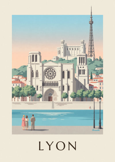 Poster Kathedrale Saint-Jean und Saône-Ufer in Lyon: das ganze Poster