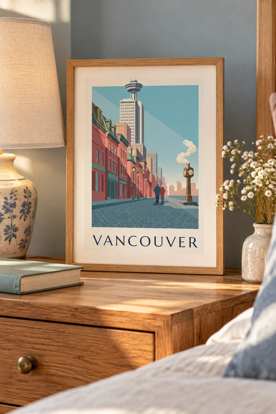 Poster Dampfuhr von Gastown in Vancouver: kleines gerahmtes A4-Format