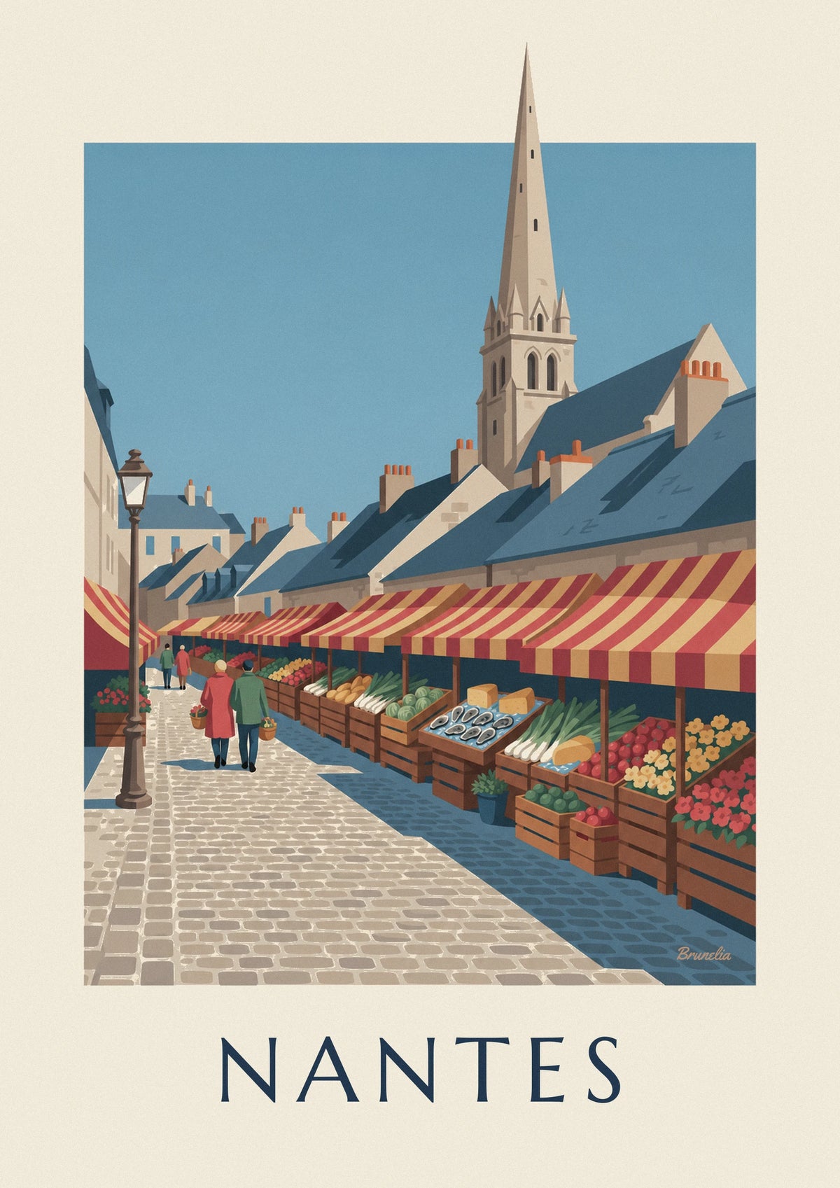 Talensac market in Nantes on a Sunday morning poster