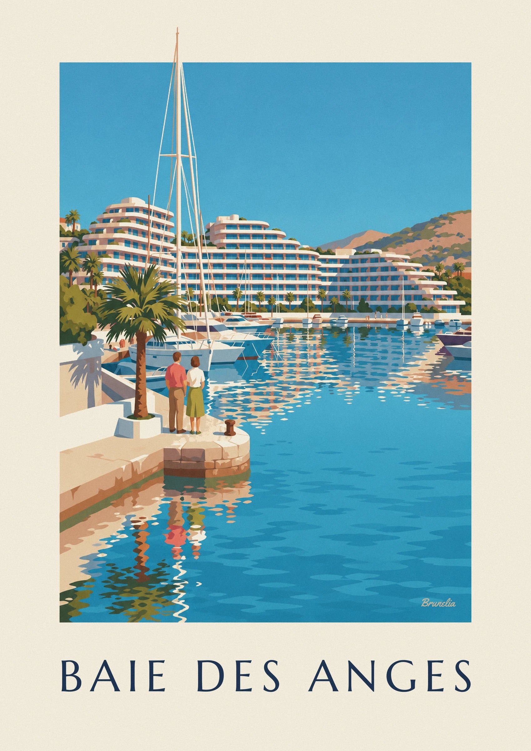 Affiche marina Baie des Anges à Villeneuve-Loubet : détail en gros plan