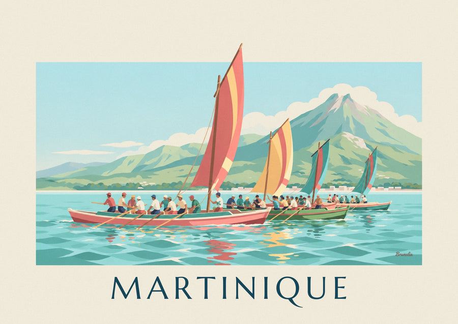 Poster Yoles rondes beim Rennen vor Martinique