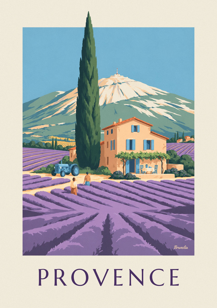 Provençal farmhouse in lavender fields poster