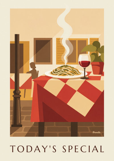 Poster of a French bistro table and chalkboard menu: the full poster