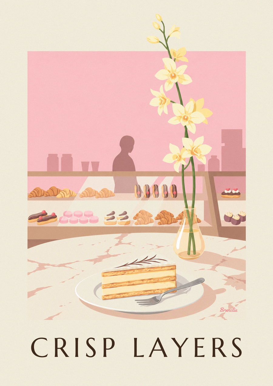Poster Stück Vanille-Millefeuille in der Konditorei
