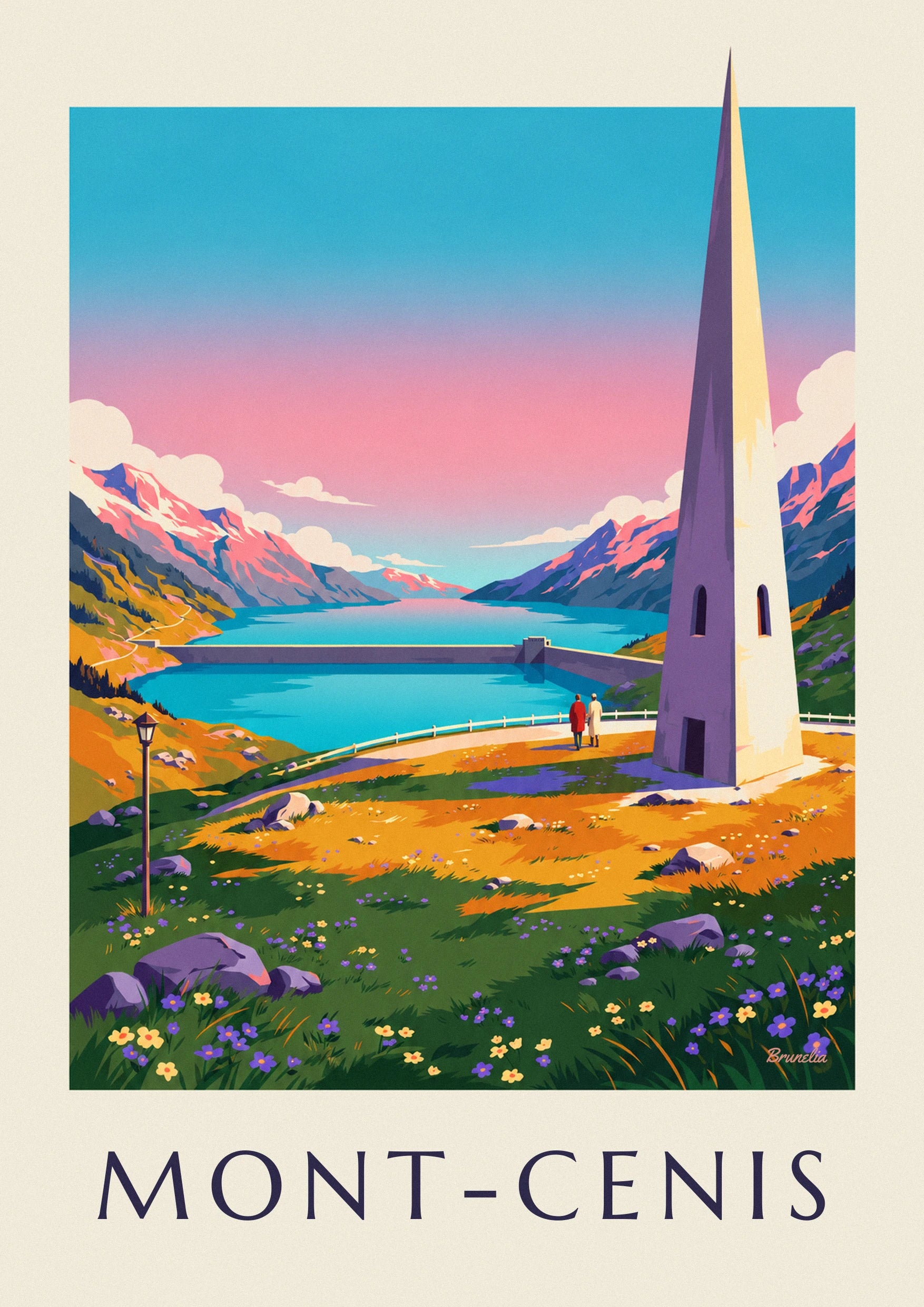 Poster Mont-Cenis-See bei Sonnenuntergang: Detail in Nahaufnahme