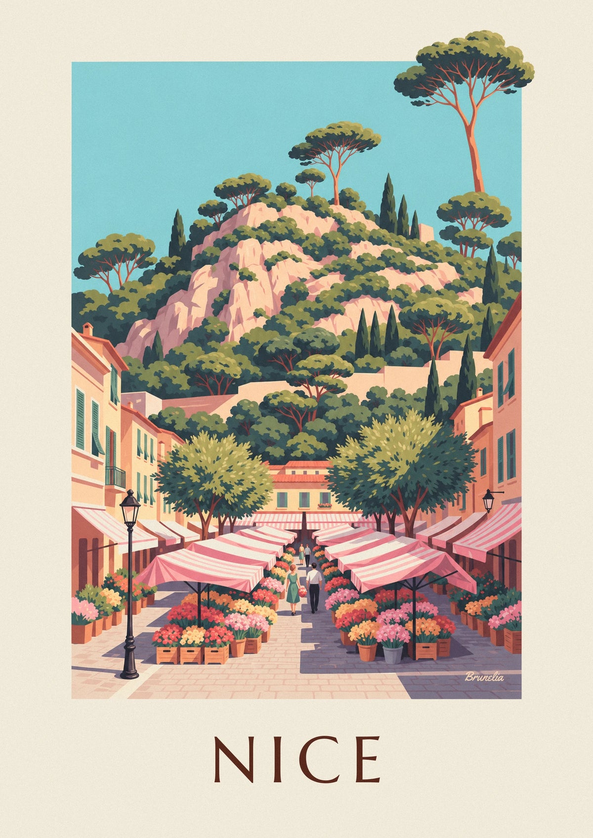 Cours Saleya flower market in Nice poster
