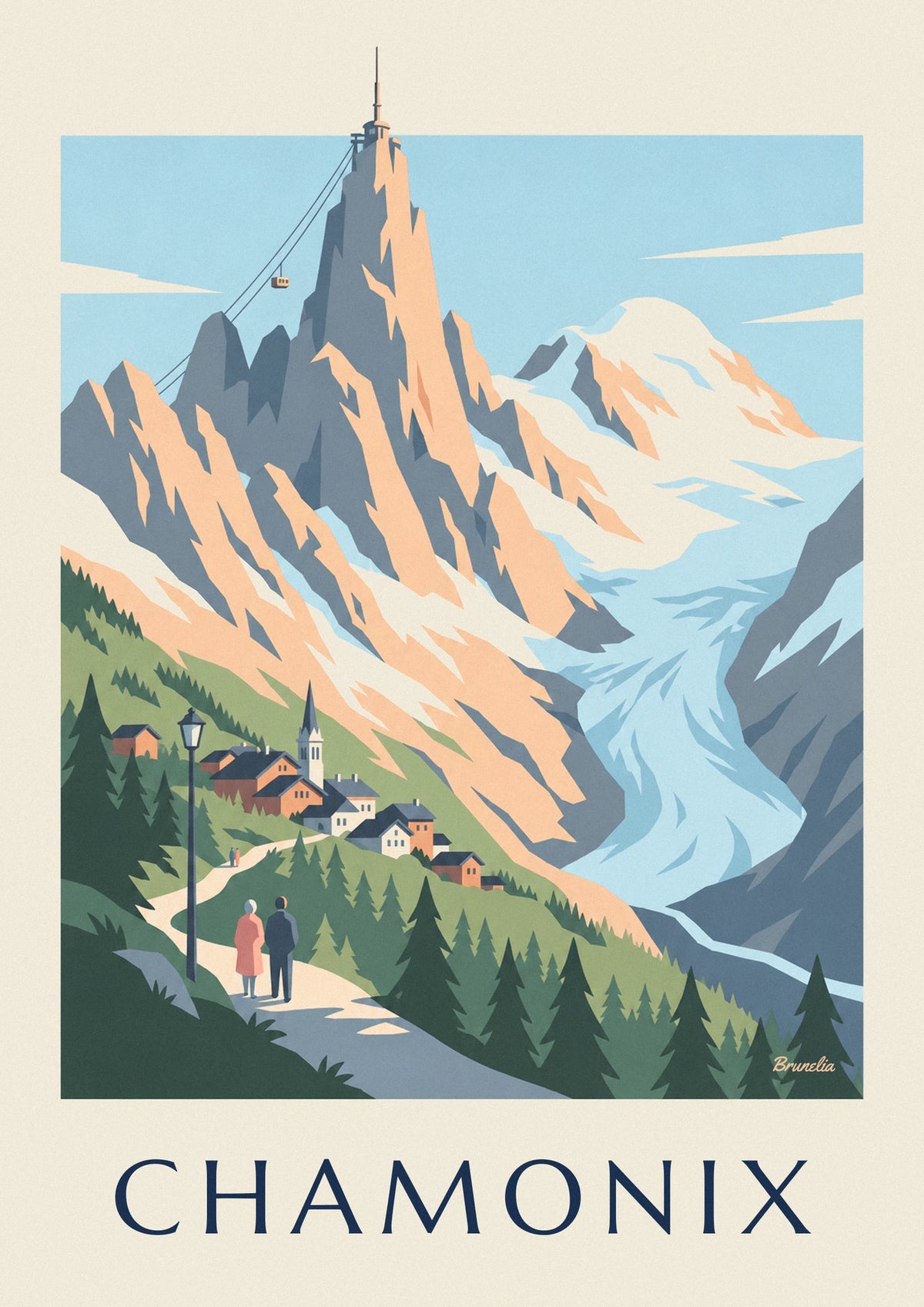 Poster Mont-Blanc-Massiv von Chamonix aus gesehen