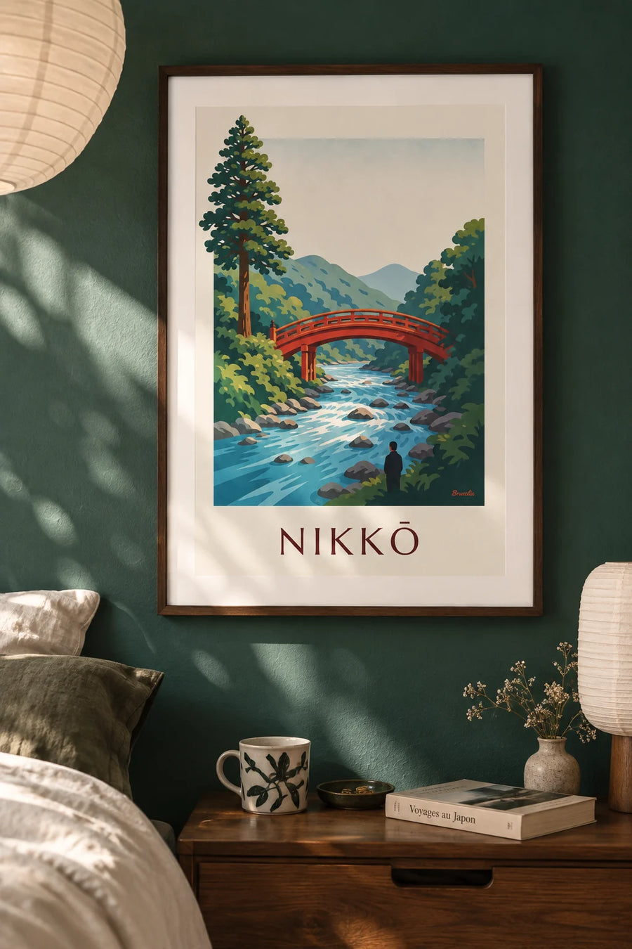 Affiche pont Shinkyō de Nikkō sur la rivière Daiya : encadrée au mur