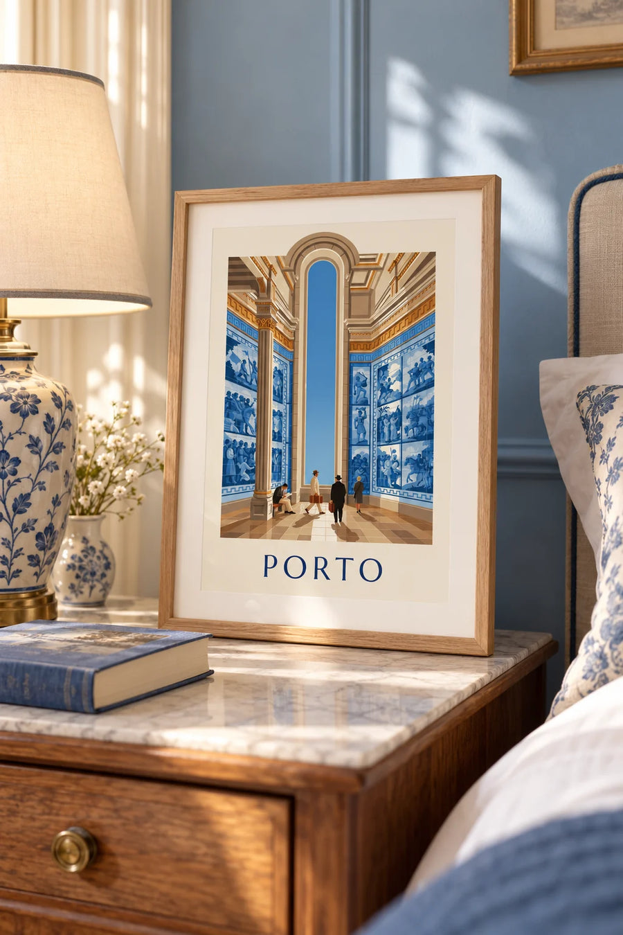Poster Azulejos im Bahnhof São Bento in Porto: kleines A4-Format im Rahmen