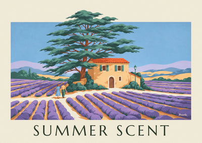 Affiche lavande, cèdre et maison provençale : l'affiche entière
