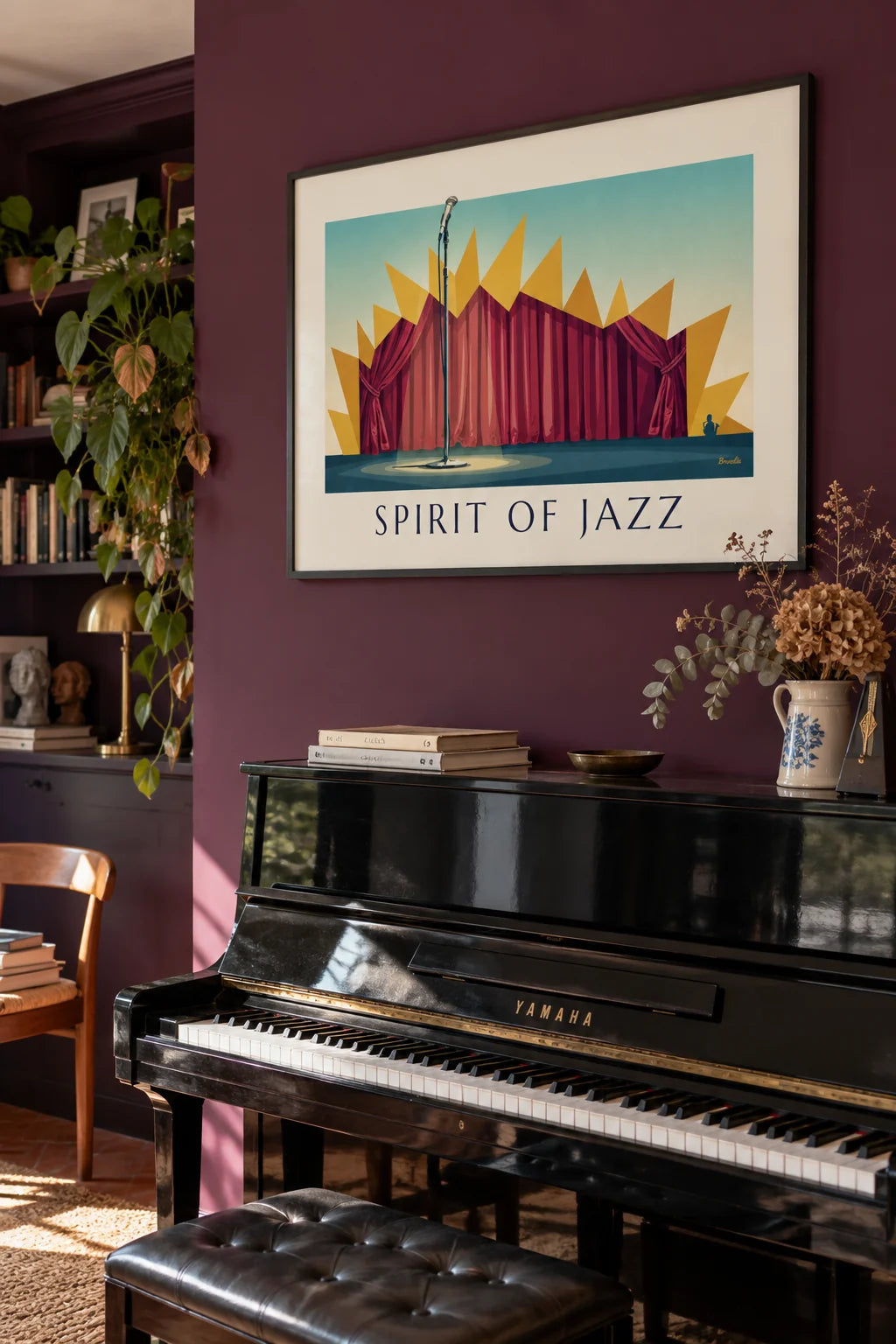 Mise en situation de Affiche microphone sur scène de club de jazz, Spirit of Jazz