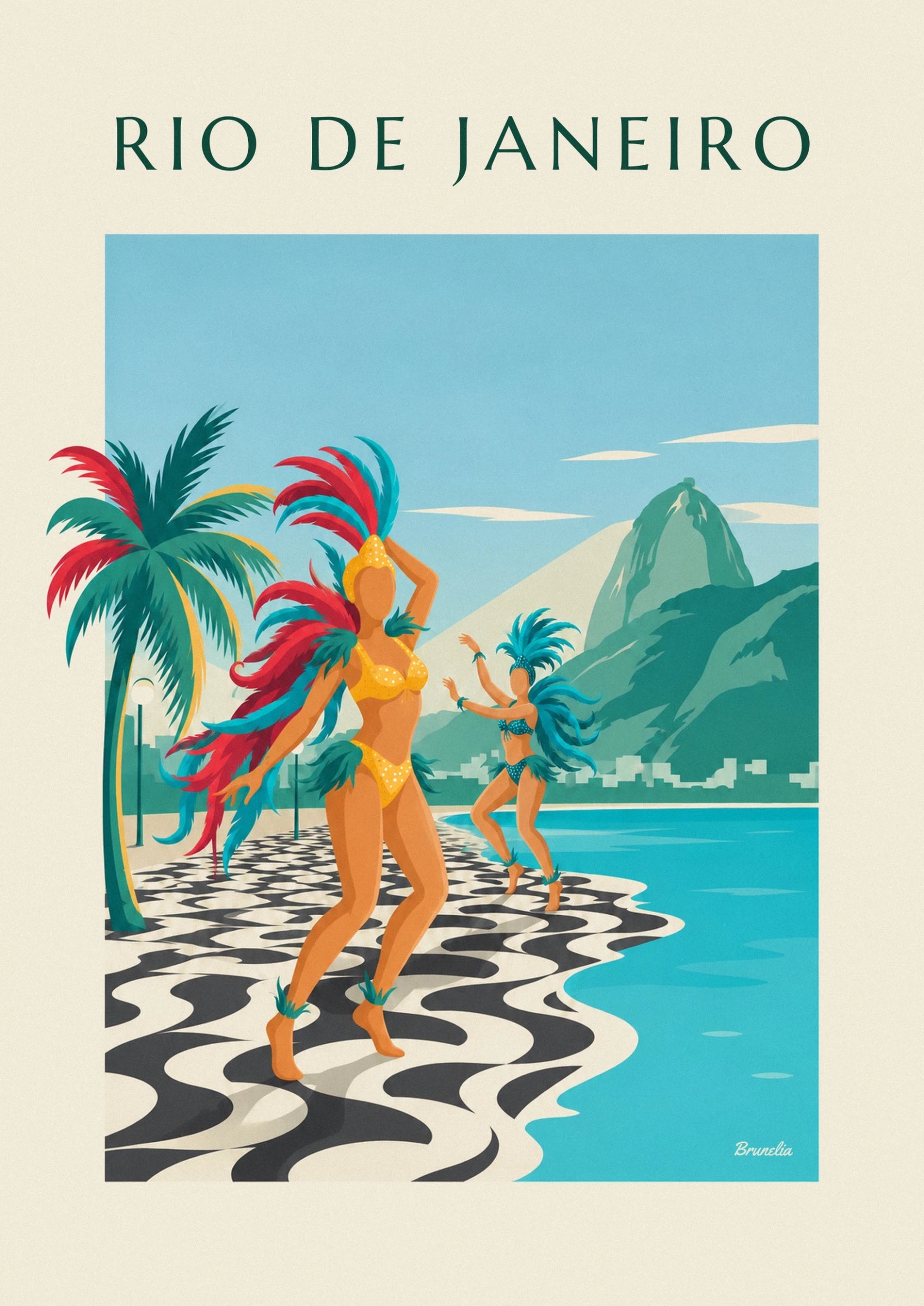 Poster Sambatänzerinnen an der Promenade der Copacabana in Rio: Detail in Nahaufnahme