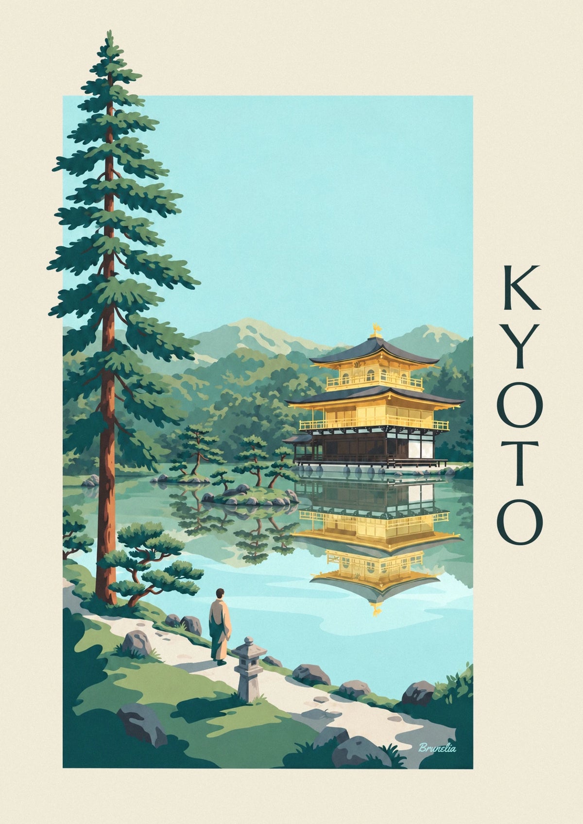 Affiche pavillon d'or Kinkaku-ji à Kyoto