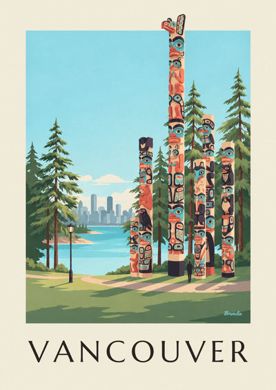 Poster of the totem poles in Stanley Park in Vancouver: the full poster