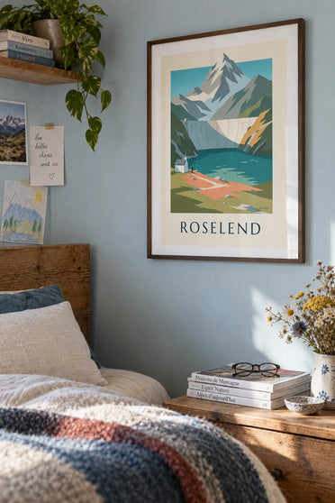 Poster Lac de Roselend und seine Staumauer in Savoyen: gerahmt an der Wand