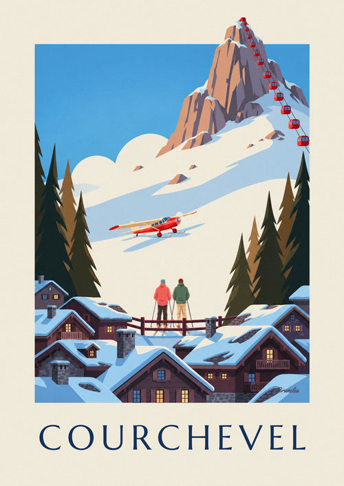Affiche télécabine au-dessus de la Croisette à Courchevel 1850 : l'affiche entière