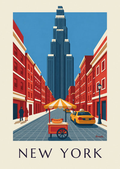 Poster Hotdog-Wagen in einer Straße von New York: das ganze Poster