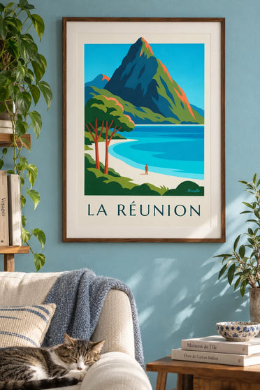 Poster Lagune und Piton des Neiges auf La Réunion: gerahmt an der Wand